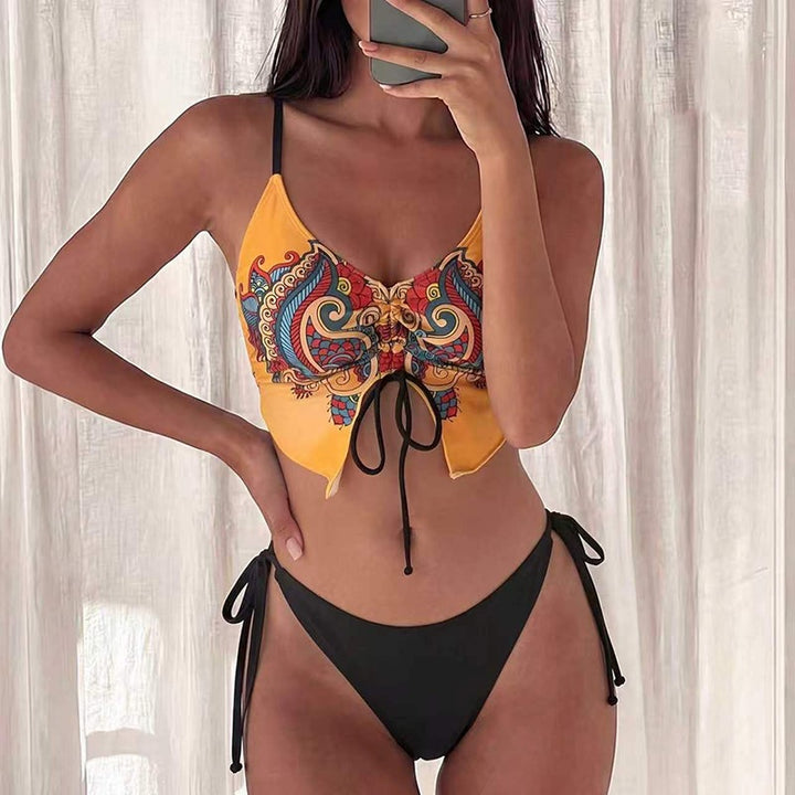 Damen Bikini-Oberteil mit kunstvollem Musterdruck und verstellbaren Trägern Echo Archiv