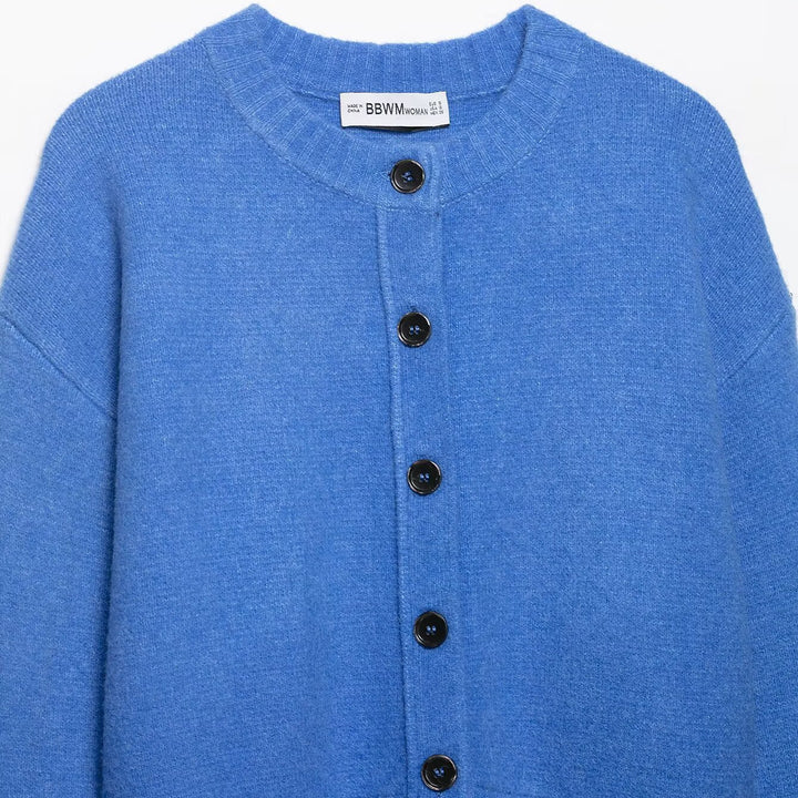 Damen Cropped-Cardigan mit kastiger Silhouette, Rippenbund und Rundhalsausschnitt Echoarchiv