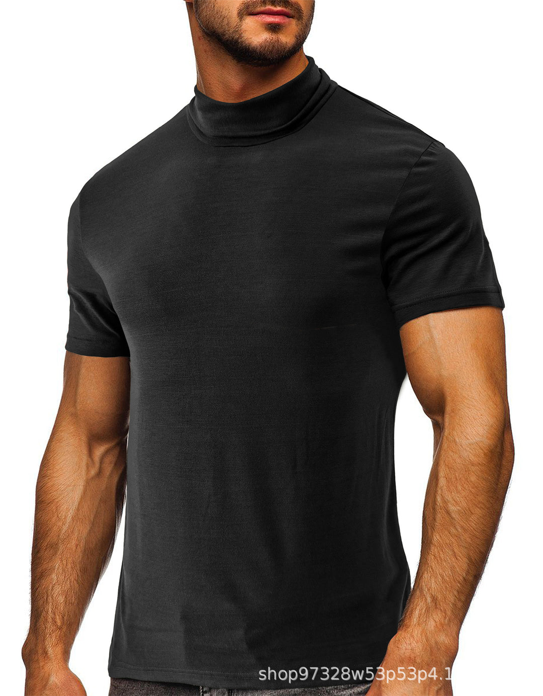 Herren modisches Kurzarm-T-Shirt mit hochschlagbarem Kragen Echoarchiv