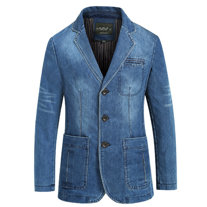 Herren nan Denim-Sakko im Blazerstil mit Stretch, aufgesetzten Taschen und leichtem Innenfutter Echo Archiv