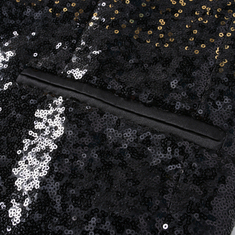 Herren Glitzerblazer im eleganten Schnitt mit schimmerndem Pailletten-Design Echoarchiv