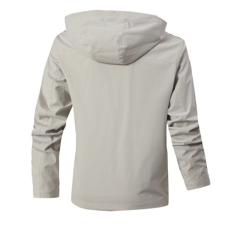 Herren Wasserdichte Softshell-Jacke mit Kapuze, reflektierenden Streifen und kariertem Innenfutter Echoarchiv