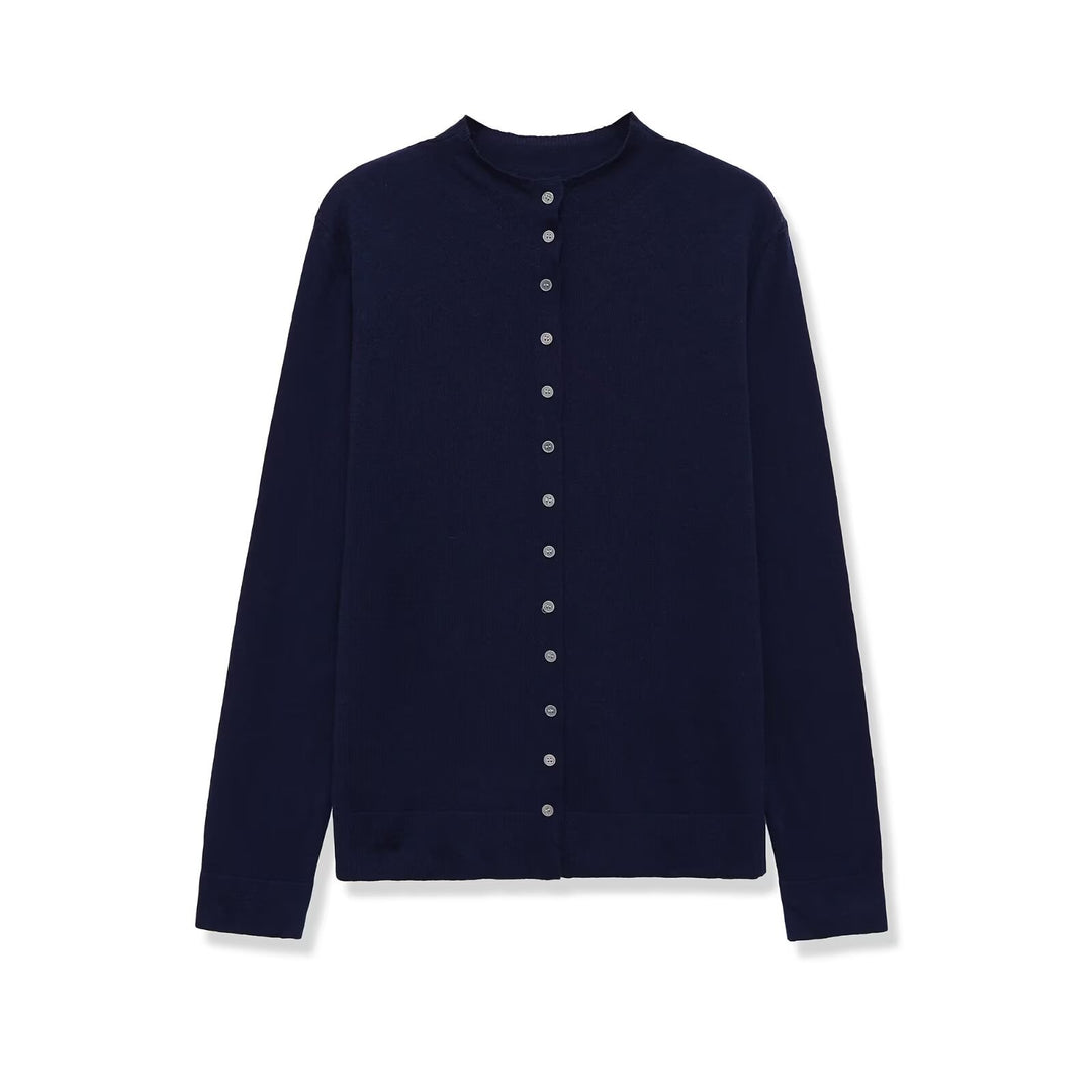 Damen Feinstrick-Cardigan mit Knopfleiste und Rundhalsausschnitt Echo Archiv
