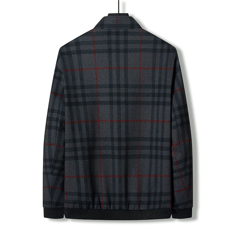Herren modische Übergangsjacke mit kariertem Design und praktischem Reißverschluss Echoarchiv