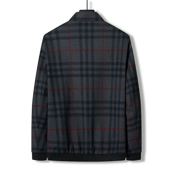 Herren modische Übergangsjacke mit kariertem Design und praktischem Reißverschluss Echoarchiv