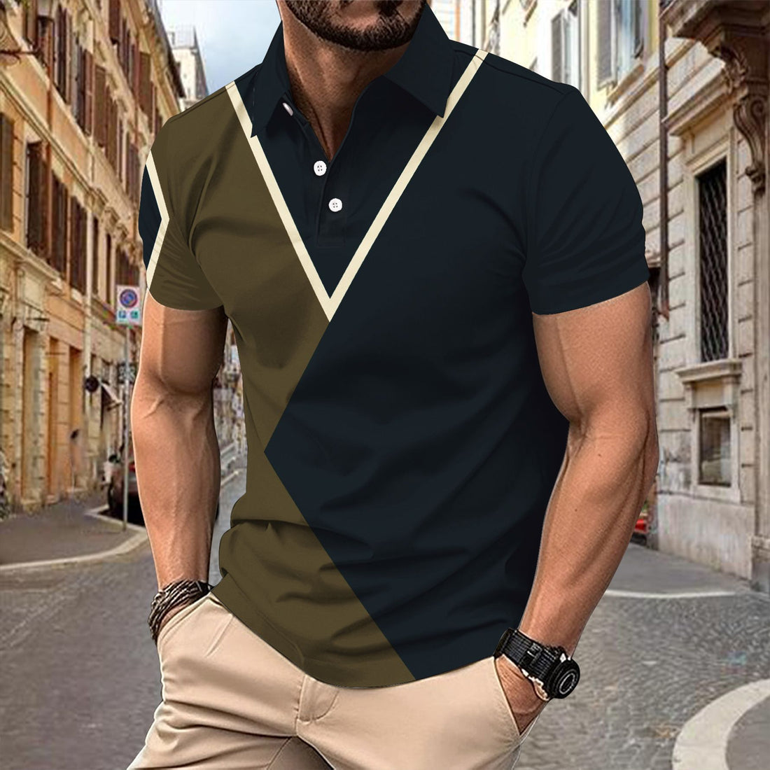 Herren Polohemd mit modischem Grafikdesign und hochqualitativer Baumwolle – Cavello