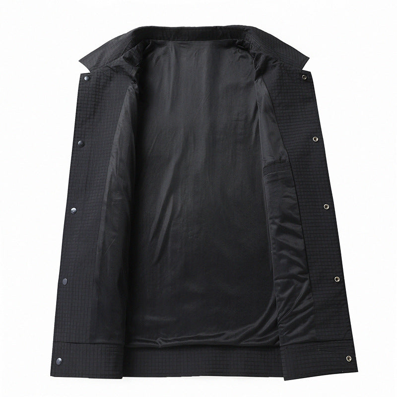 Herren Leichte strukturierte Coach-Jacke im Overshirt-Stil mit Druckknopfleiste und aufgesetzten Taschen Echo Archiv