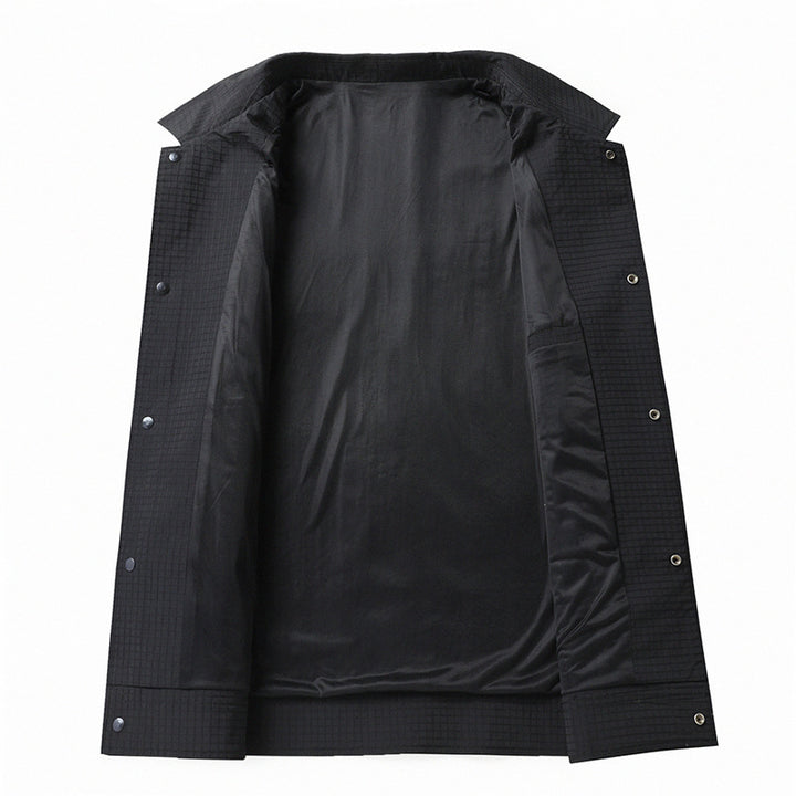 Herren Leichte strukturierte Coach-Jacke im Overshirt-Stil mit Druckknopfleiste und aufgesetzten Taschen Echo Archiv