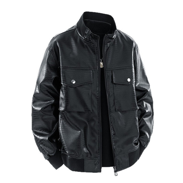 Herren lässige Pilotjacke im glänzenden Lederlook Echoarchiv