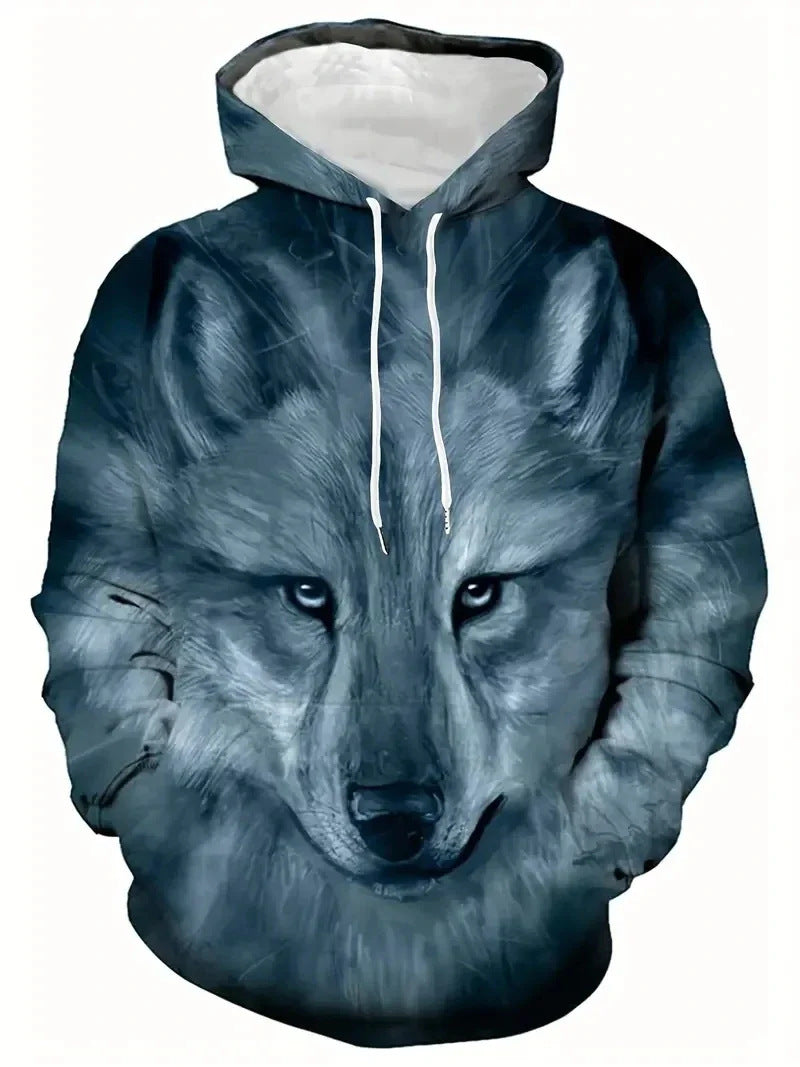 Damen Kapuzenpullover mit Wolf- und Schmetterlingsmotiv Echoarchiv
