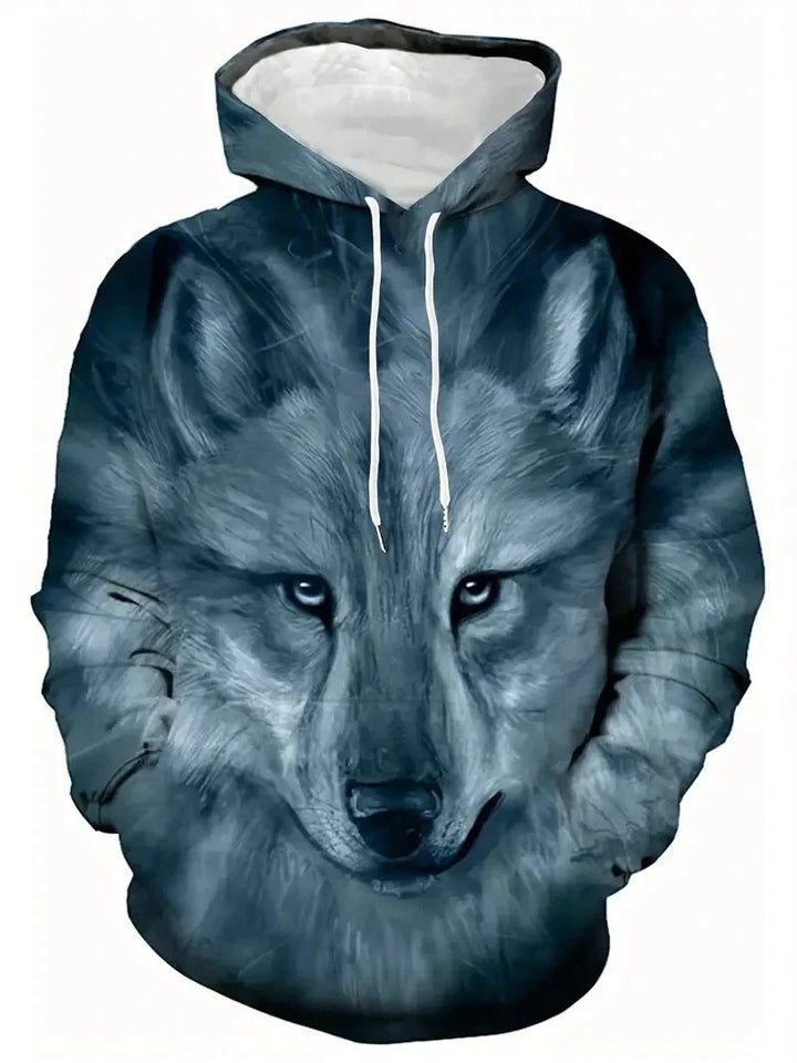 Damen Kapuzenpullover mit Wolf- und Schmetterlingsmotiv Echoarchiv