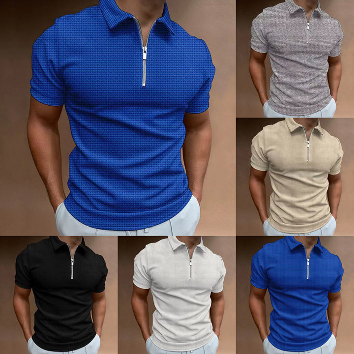 Herren Polohemd mit Reißverschluss und strukturiertem Design Echoarchiv