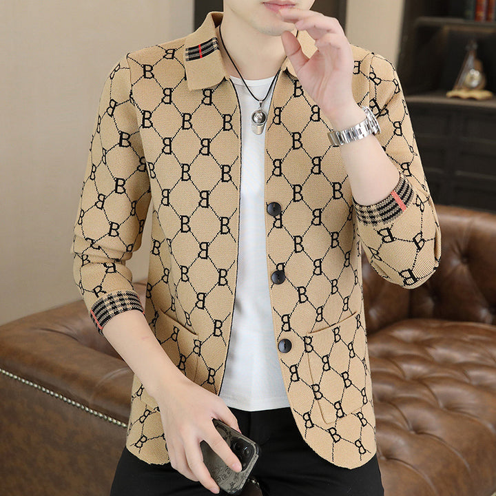 Herren Modische Strickjacke mit strukturiertem Muster Echoarchiv