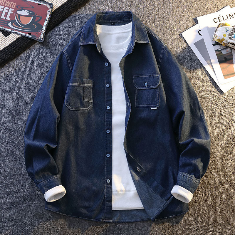 Herren lässiges Denim Hemdjacke mit praktischen Brusttaschen Echoarchiv