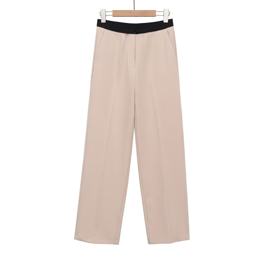 Damen Weite Palazzo-Hose mit elastischem Kontrastbund und Bügelfalten Echo Archiv