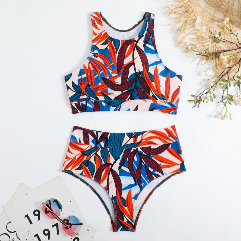 Damen Bikini-Set mit hohem Bund und sportlichem Oberteil Echo Archiv