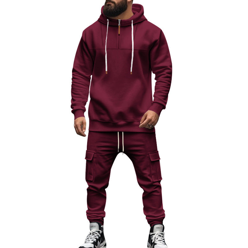 Herren sportliches Kapuzen-Set mit hohem Kragen und praktischen Taschen Echoarchiv