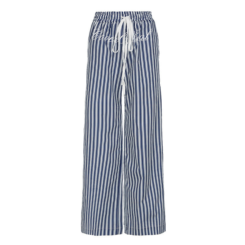 Damen Weite gestreifte Sommerhose mit elastischem Bund und praktischen Taschen Echo Archiv