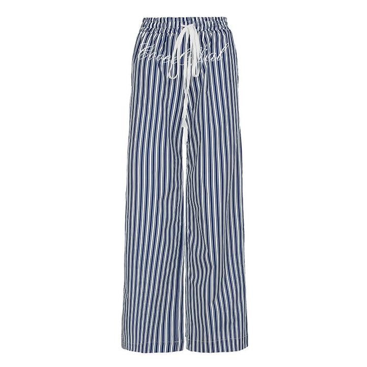 Damen Weite gestreifte Sommerhose mit elastischem Bund und praktischen Taschen Echo Archiv