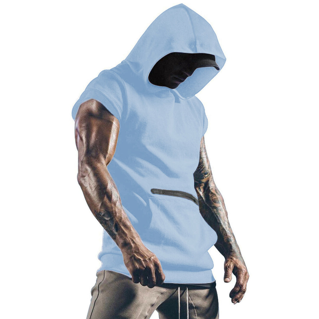 Herren ärmelloses Hoodie-Shirt mit praktischer Kängurutasche und stylischem Design Echoarchiv