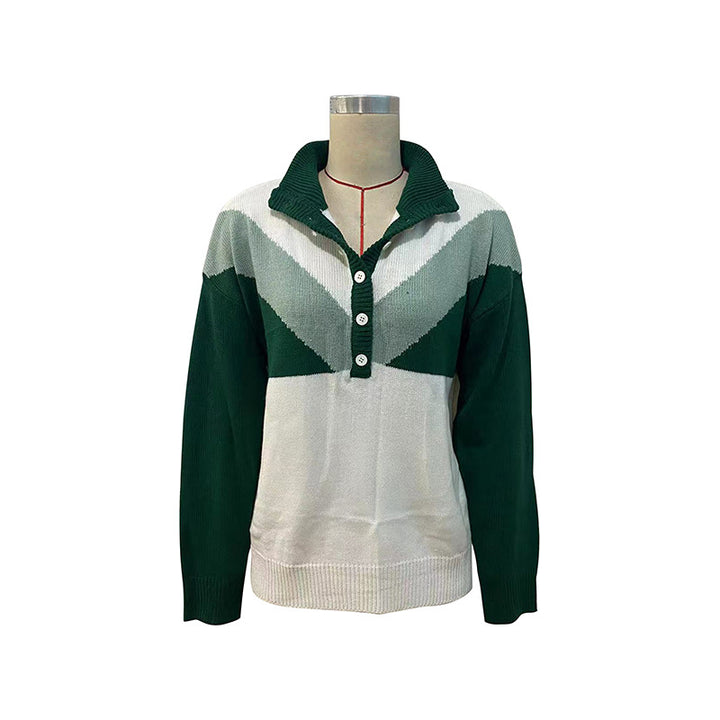 Damen Gemusterter Longsleeve Pullover mit Knopfleiste Echo Archiv