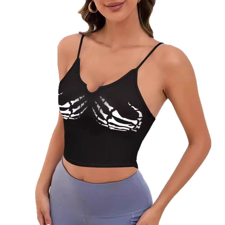 Damen Sportliches Crop-Top mit kreativem Skelett-Design Echo Archiv