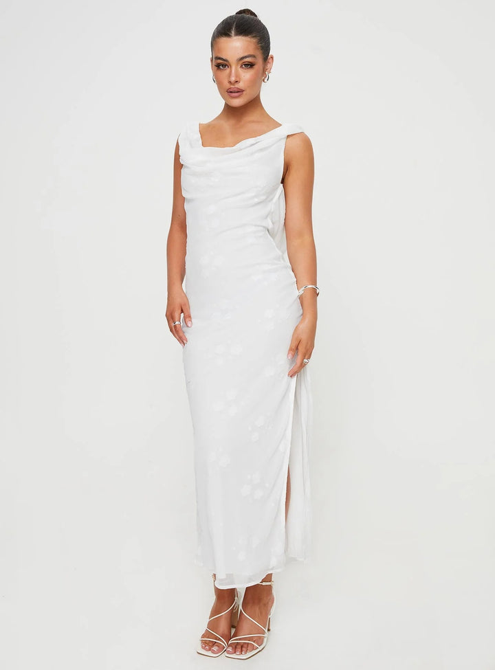 Damen Elegantes Maxi-Kleid mit fließendem Stoff und seitlichem Schlitz Echo Archiv