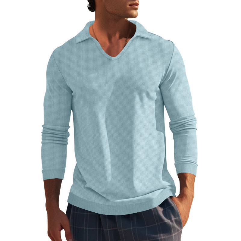 Herren Langarmshirt mit modernem V-Ausschnitt und strukturiertem Design Echoarchiv