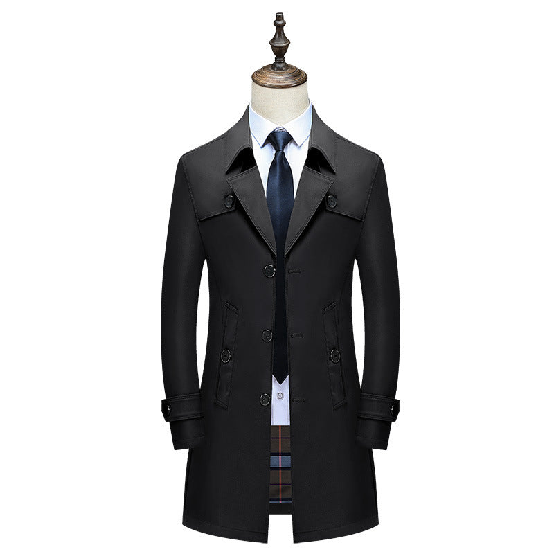 Herren Eleganter Slim-Fit Trenchcoat mit klassischer Knopfleiste und verstellbaren Manschetten Echoarchiv