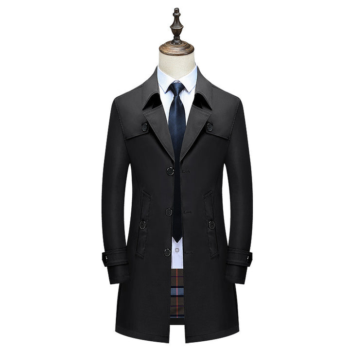 Herren Eleganter Slim-Fit Trenchcoat mit klassischer Knopfleiste und verstellbaren Manschetten Echoarchiv