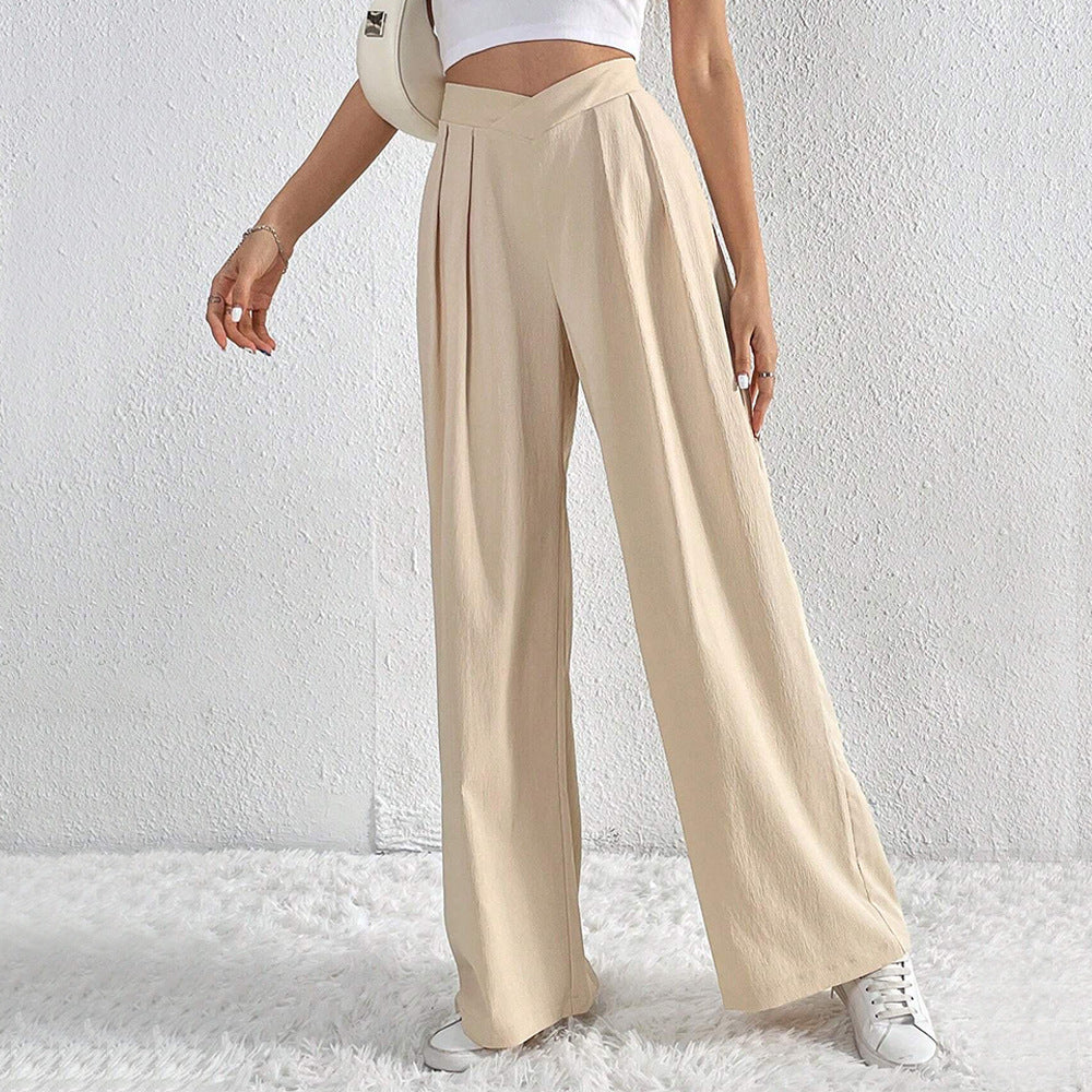 Damen hohe Bund Culotte-Hose mit Faltenlegung und weitem Bein – Avélisse