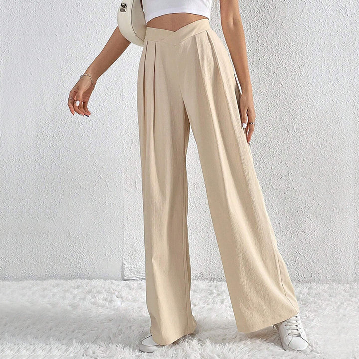 Damen hohe Bund Culotte-Hose mit Faltenlegung und weitem Bein – Avélisse