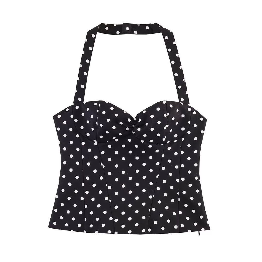 Damen Corsage-Top mit verstellbaren Trägern und verspieltem Punkten-Design Echo Archiv