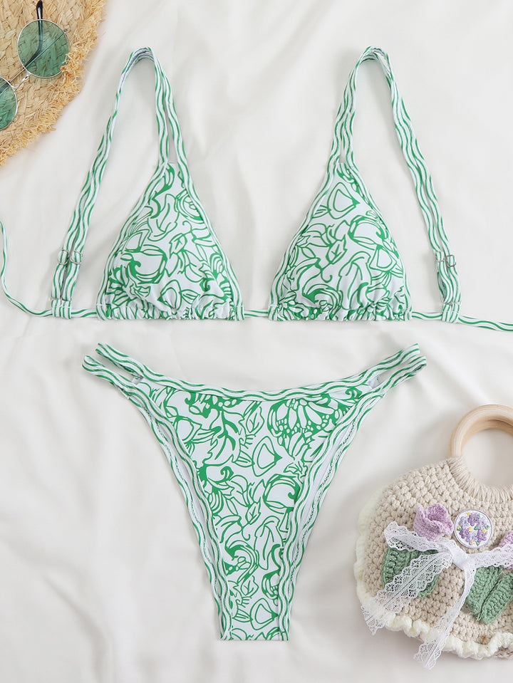 Damen Triangel-Bikini-Set mit lebhaftem Strandmotiv Echo Archiv