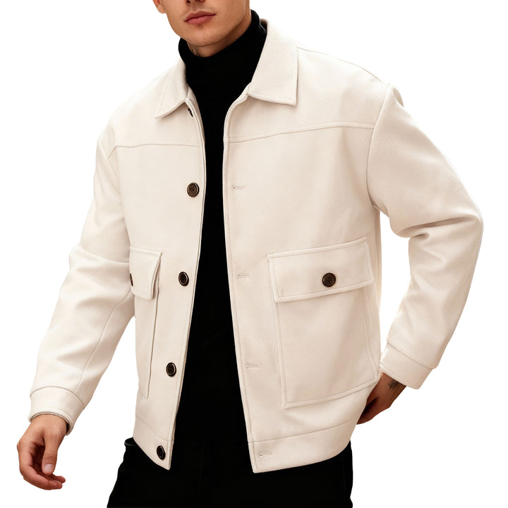 Herren nan kurze Woll-Feldjacke mit Hemdkragen aufgesetzten Pattentaschen und klarer Silhouette Echo Archiv