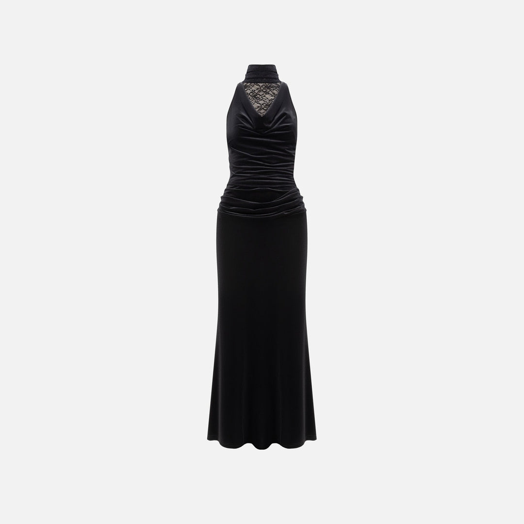 Damen Elegantes Abendkleid mit raffiniertem Spitzen- und Drapierungsdetail Echo Archiv