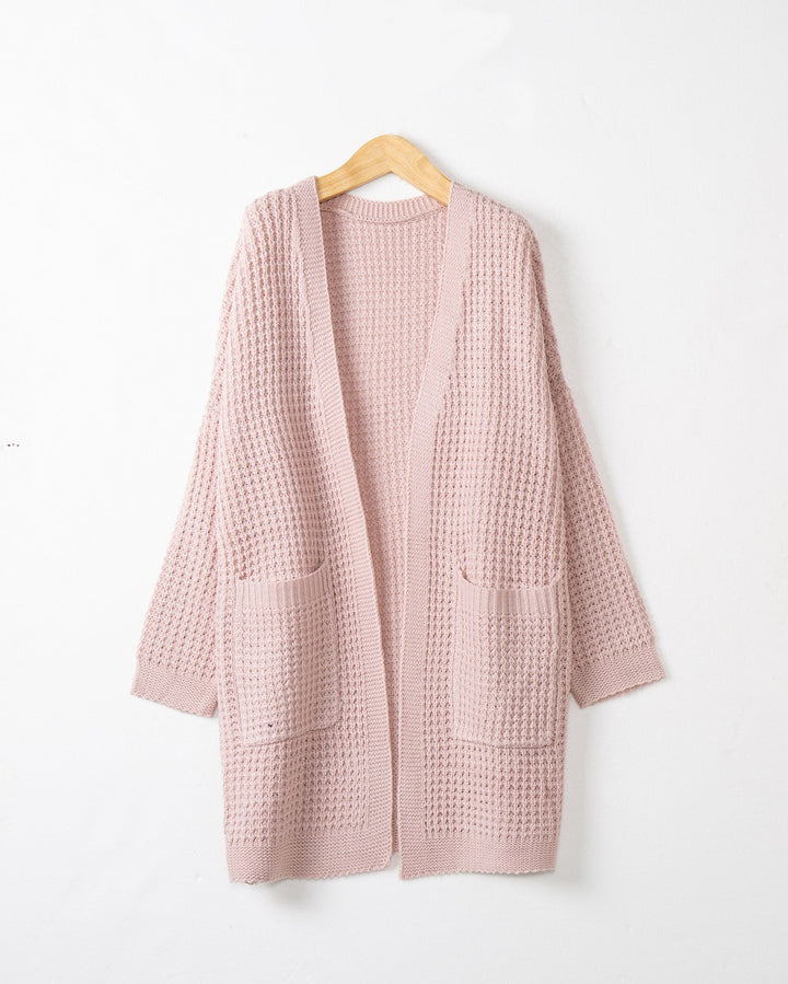 Damen Langer Oversize Strickmantel mit offener Front und aufgesetzten Taschen Echo Archiv