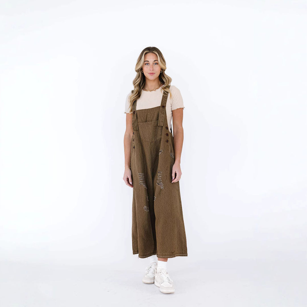 Damen nan lässige verwaschene Latzhose aus Jeansstoff mit Rissen und weitem Bein Echo Archiv