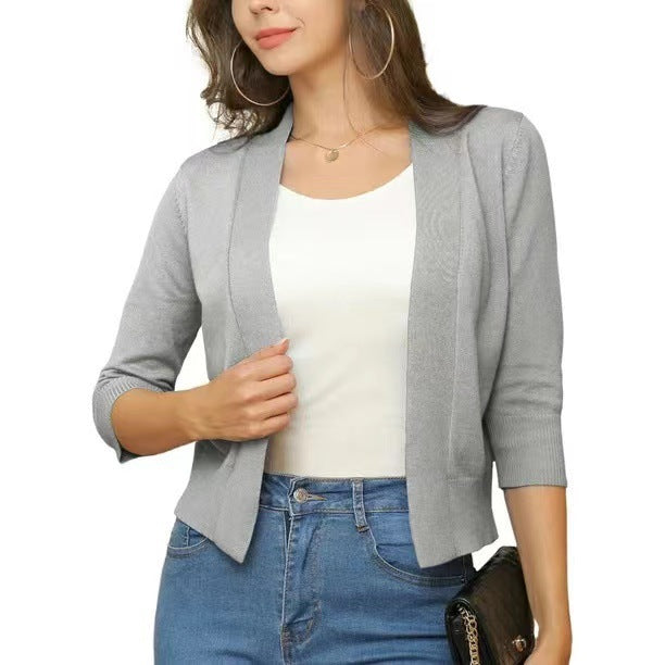Damen nan offener Kurzcardigan mit dreiviertelärmeln und elastischem Saum Echo Archiv
