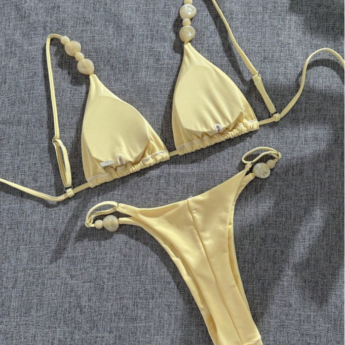 Damen Triangel-Bikini mit dekorativen Perlenakzenten und feinem Minimaldesign Echo Archiv