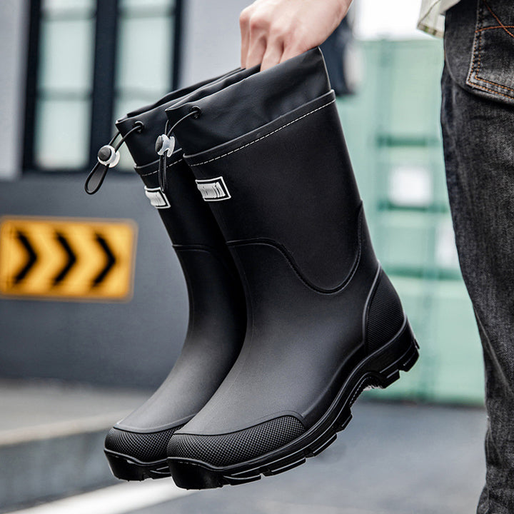 Herren wasserdichte Arbeits- und Regen-Gummistiefel mit verstellbarem Kordelabschluss und rutschfester Profilsohle Echoarhiv – Tavélo