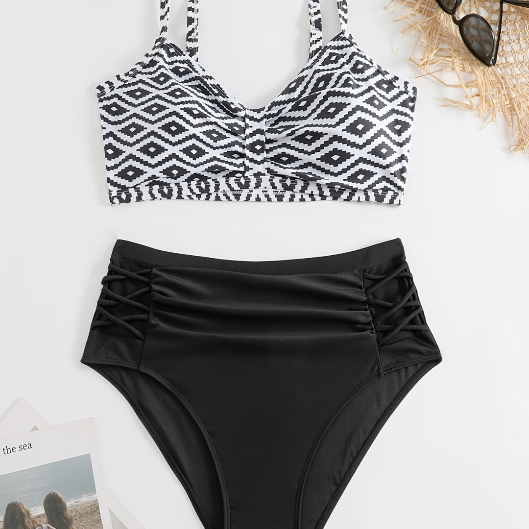 Damen Hochgeschnittener Bikini mit floralen Akzenten und raffinierten Details Echo Archiv