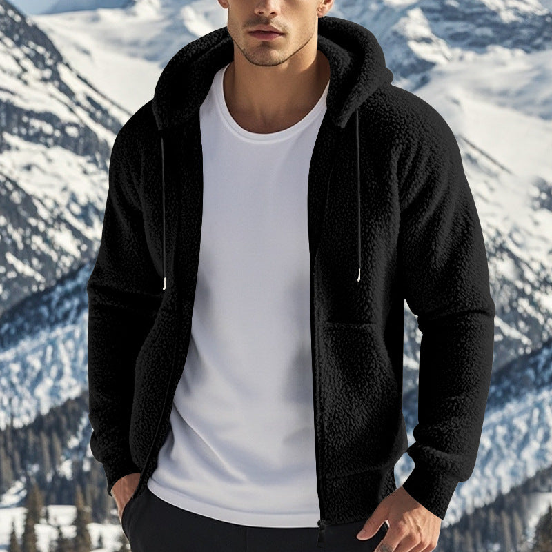 Herren Fleece-Kapuzenjacke mit hochwertigem Teddy-Futter und praktischen Taschen Echoarchiv