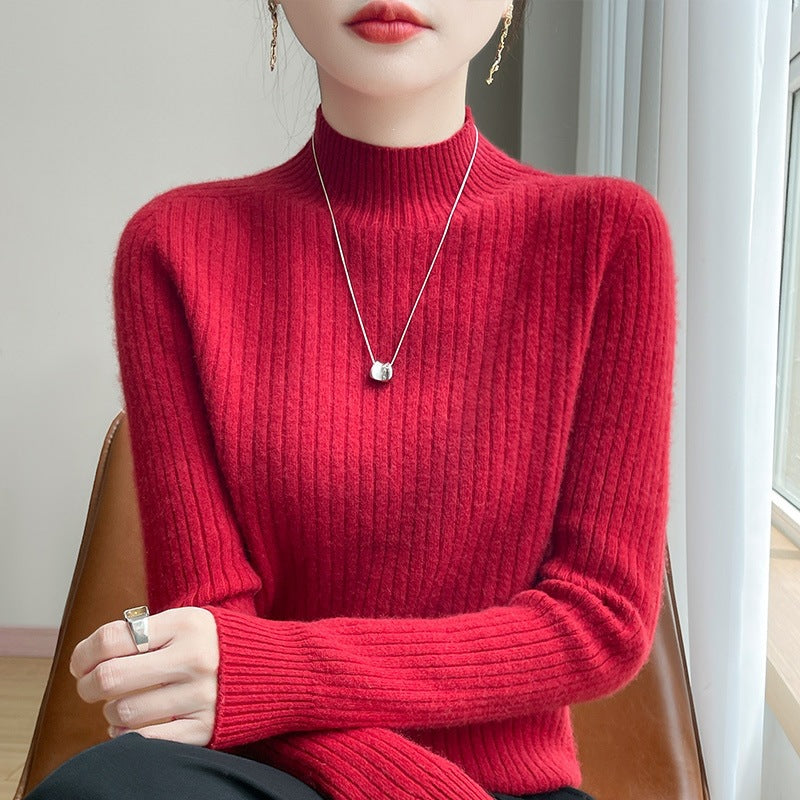 Damen Schmaler Rippenstrick-Mockneck mit extraweicher Kaschmir-Optik Echoarchiv