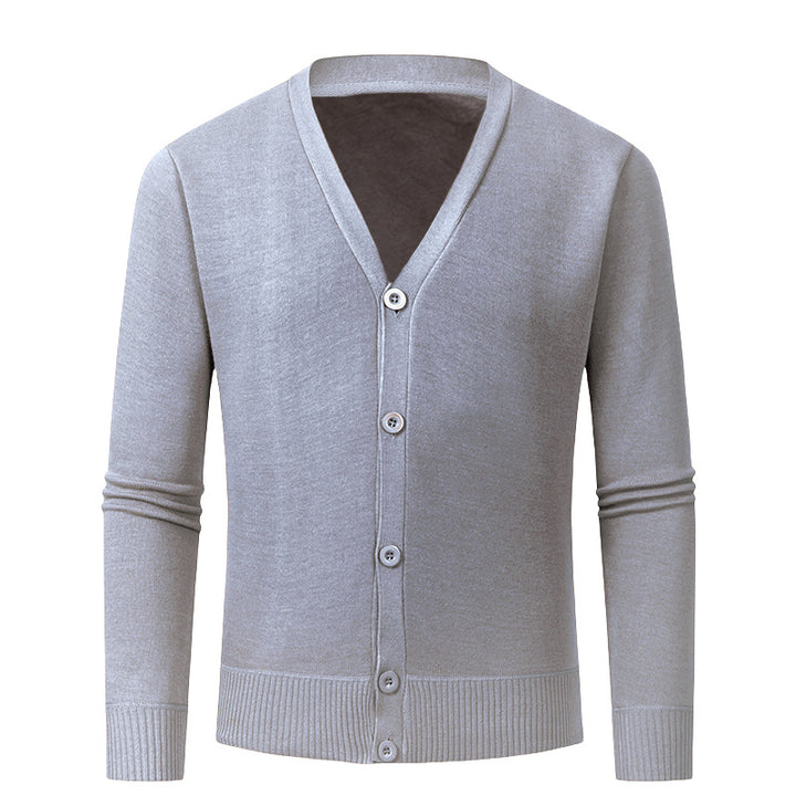 Herren Strickjacke mit V-Ausschnitt und knopflosem Design Echoarchiv