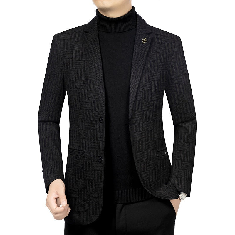 Herren Modernes Einreihiges City-Blazer mit aufgesetzten Taschen und leichter Halbfütterung – Tianoro
