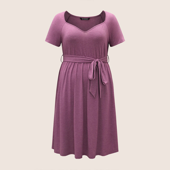 Damen lässiges Maxikleid mit Taillengürtel und V-Ausschnitt Echo Archiv