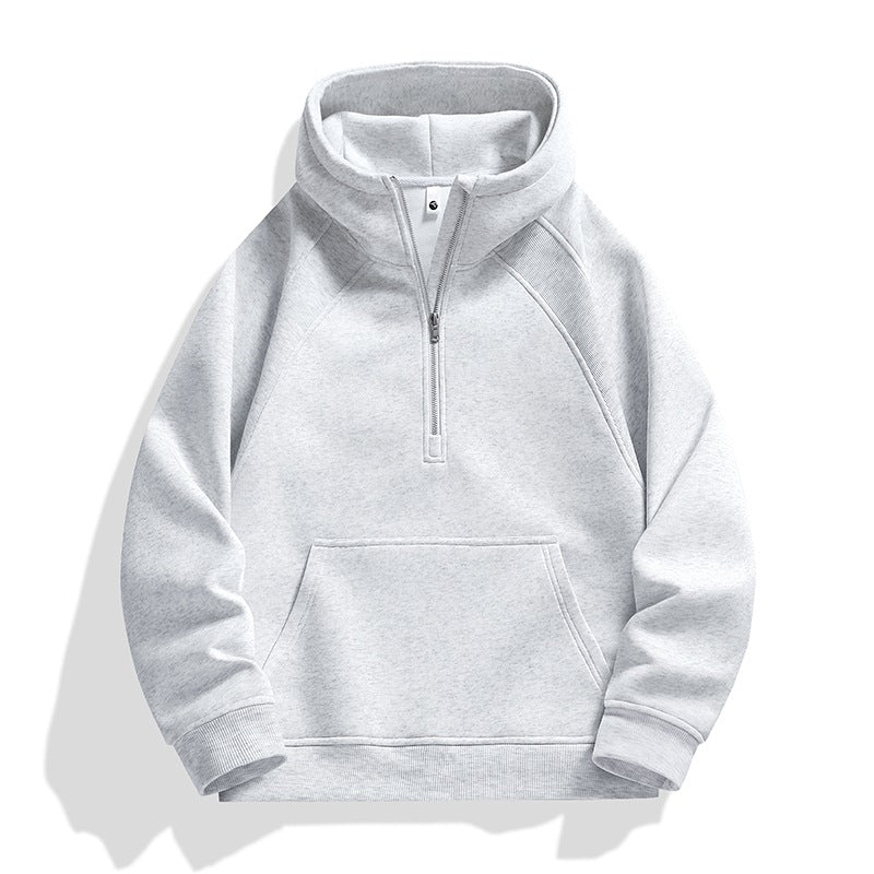 Unisex Halbzip-Kapuzenpullover mit hohem Kragen, Kängurutasche & gerippten Bündchen Echoarchiv