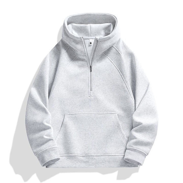 Unisex Halbzip-Kapuzenpullover mit hohem Kragen, Kängurutasche & gerippten Bündchen Echoarchiv