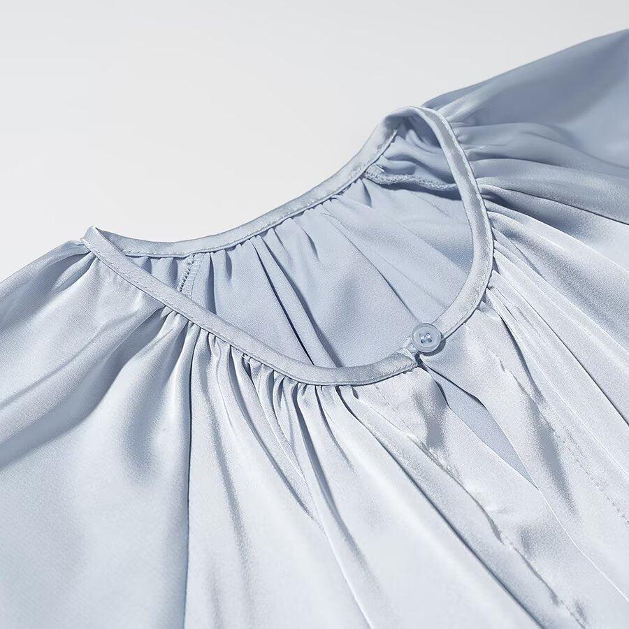 Damen Midaxi-Kleid aus Satinoptik mit geraffter Taillenblende und voluminösen Ballonärmeln Echo Archiv